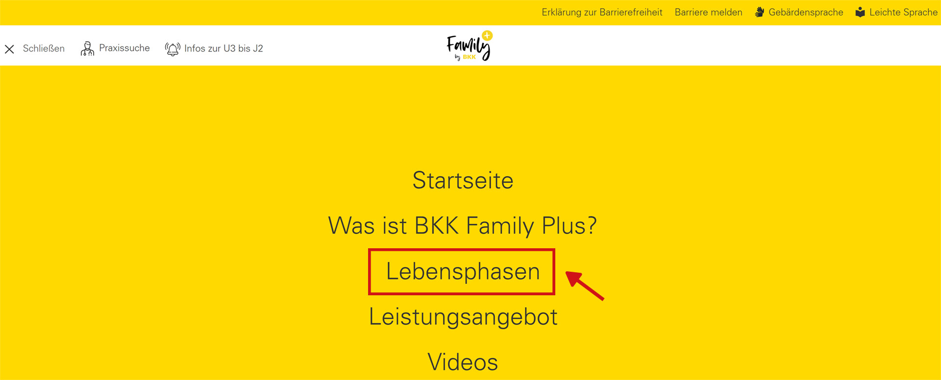 screenshot bkkfamilyplus.de_Hauptmenue Lebensphasen